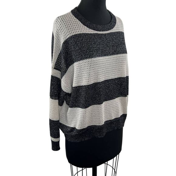Zadig & Voltaire Black White S Markus Raye Sweater Striped Long Sleeve Pullover - Picture 1 of 9